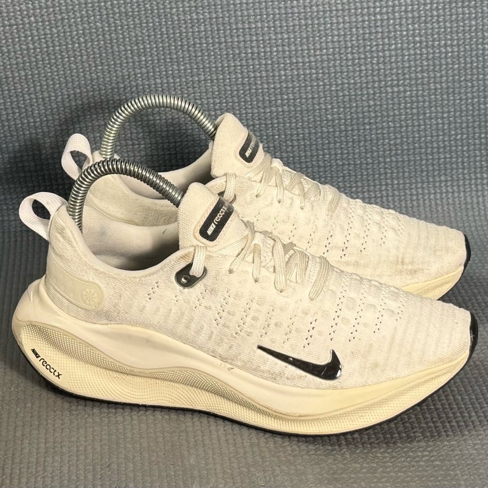 Nike Women's White Cream Running Shoes with Black Swoosh